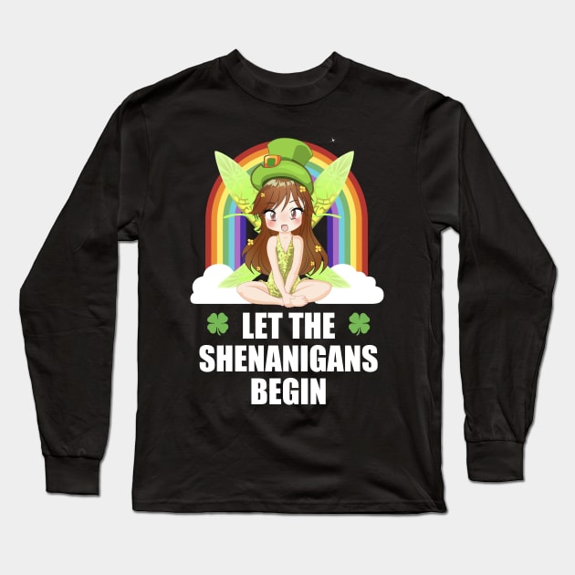 Fairy Pixie Shenanigans Funny St Patricks Day Long Sleeve T-Shirt by TheBeardComic